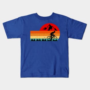 Gravel Bike Riding in the Forest with Mountain Kids T-Shirt